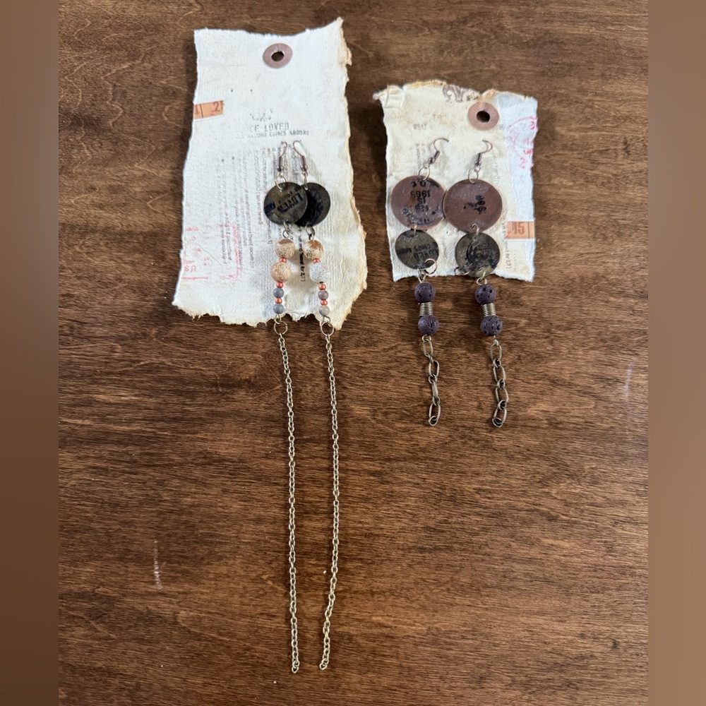 BUNDLE OF (2) PAIRS OF LONDONERUS CHAIN DANGLE EARRINGS NEW